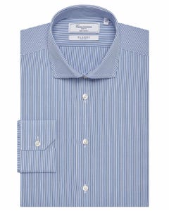 Classic white shirt with blue stripes francese_0