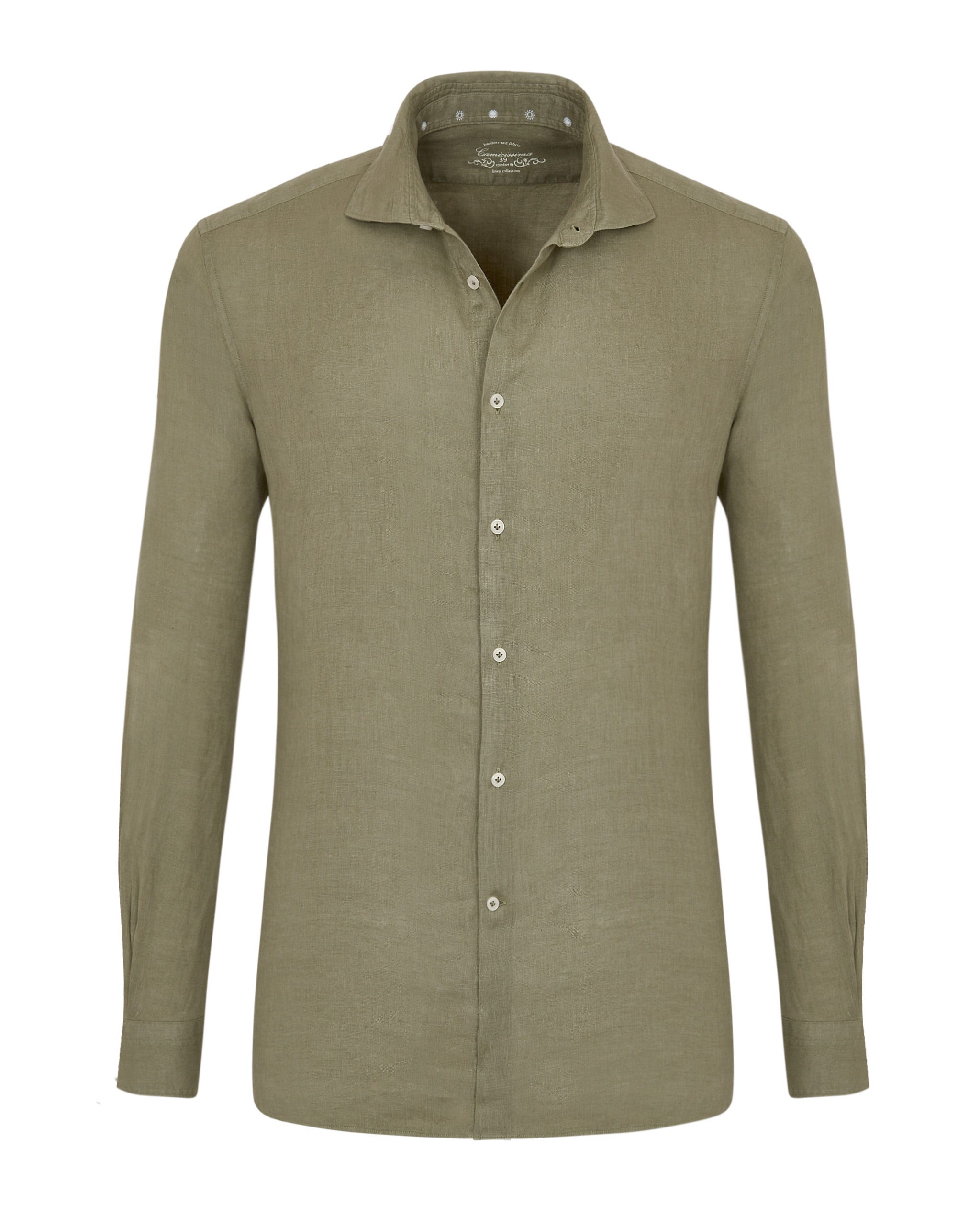 Camicia lino verde militare on sale